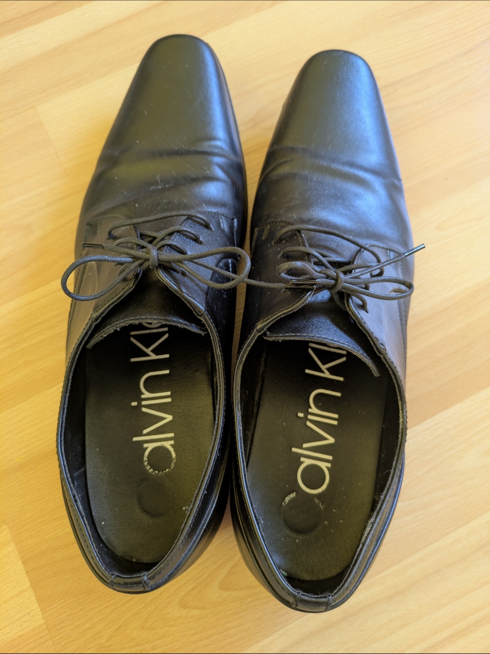 Calvin Klein Men’s Black Leather Lace-Up Oxfords